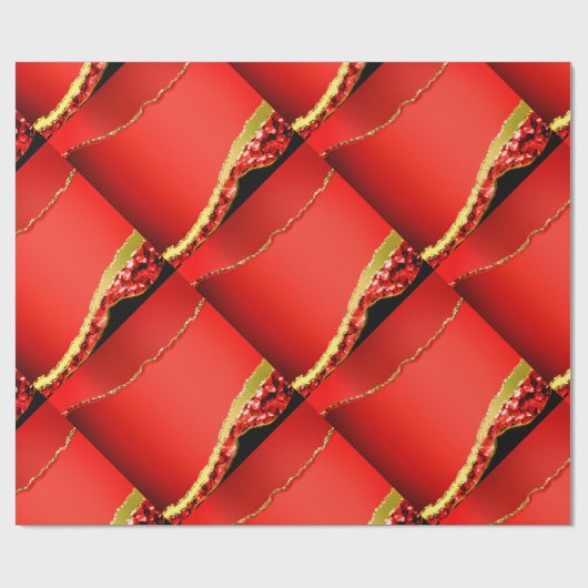 Papier Cadeau Parties scintillant & or, bord déchiré en rouge, (Plat)