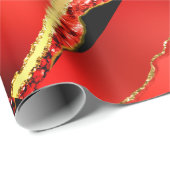 Papier Cadeau Parties scintillant & or, bord déchiré en rouge, (Coin rond)