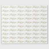 Papier Cadeau Parties scintillant Or Faux Et Motif Merci Blanc 2 (Plat)