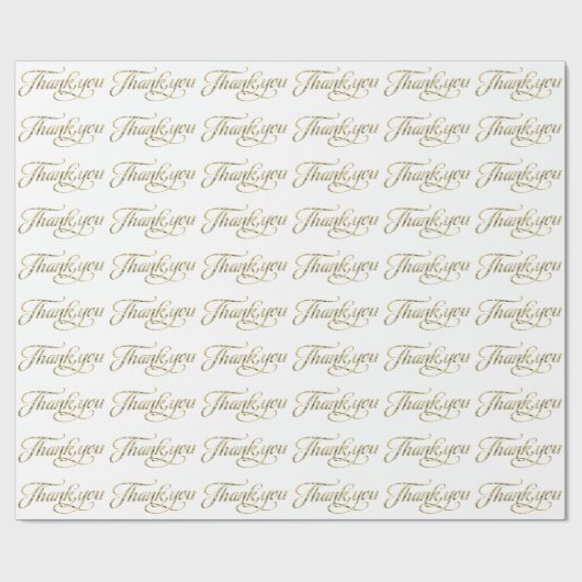 Papier Cadeau Parties scintillant Or Faux Et Motif Merci Blanc 2 (Plat)