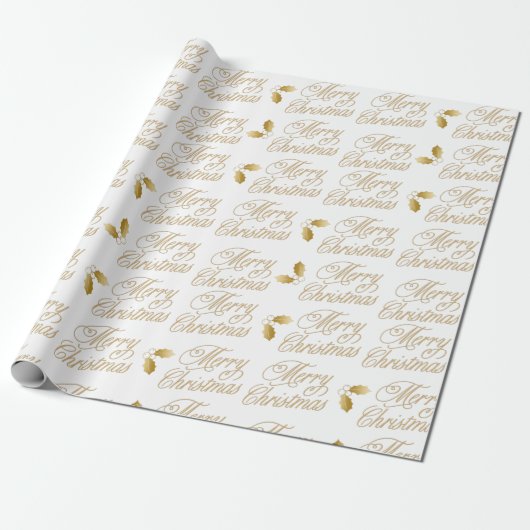 Papier Cadeau Parties scintillant or luxe script moderne brillan (Déroulé)