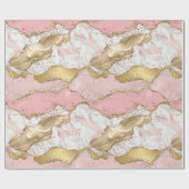 Papier Cadeau Parties scintillant or Marbre blanc rose (Plat)