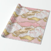 Papier Cadeau Parties scintillant or Marbre blanc rose (Déroulé)