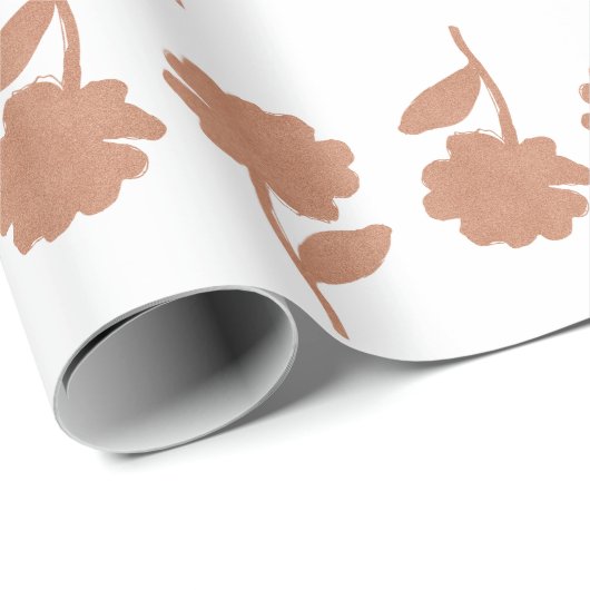 Papier Cadeau Parties scintillant orange motif floral design Déc (Coin rond)