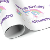 Papier Cadeau Parties scintillant Rainbow Unicorn Anniversaire e (Coin rond)
