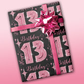 Papier Cadeau Parties scintillant rose 13e Anniversaire Papier d