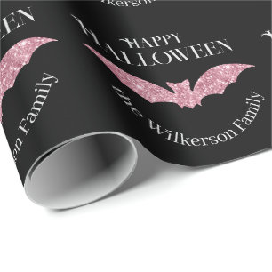 Papier Cadeau Parties scintillant rose chauve Halloween heureux
