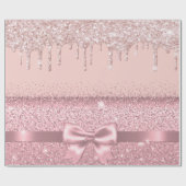 Papier Cadeau parties scintillant rose doré rose rousse gouttes  (Plat)