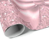 Papier Cadeau parties scintillant rose doré rose rousse gouttes  (Coin rond)