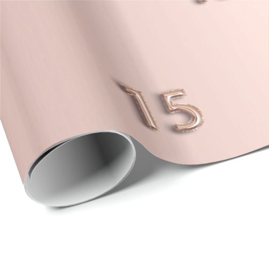 Papier Cadeau Parties scintillant rose en or Quinceanera gouttes (Coin rond)