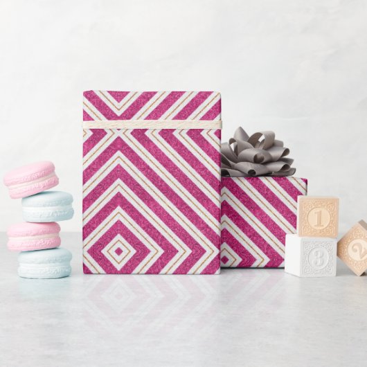 Papier Cadeau Parties scintillant rose et ligne or (Baby Shower)