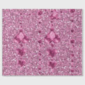 Papier Cadeau Parties scintillant rose Faux et gouttelettes de c (Plat)