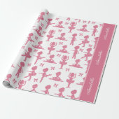Papier Cadeau Parties scintillant rose fille Ballerina Motif fêt (Déroulé)