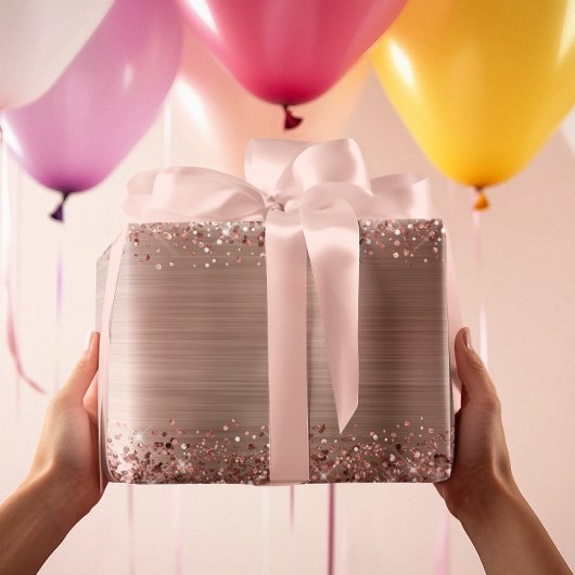 Papier Cadeau Parties scintillant Rose Gold Faux Foil