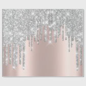 Papier Cadeau Parties scintillant Rose gris or Blush Étincelle (Plat)