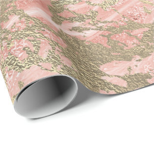 Papier Cadeau Parties scintillant Rose Moulten Pink Gold Marble 