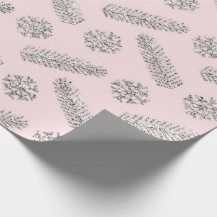 Papier Cadeau Parties scintillant rose Noël Arbre vacances Snowf