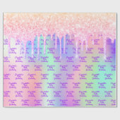 Papier Cadeau Parties scintillant rose rose or iridescente nom a (Plat)