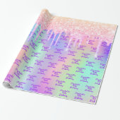 Papier Cadeau Parties scintillant rose rose or iridescente nom a (Déroulé)