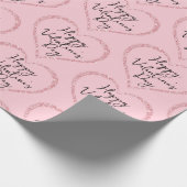 Papier Cadeau Parties scintillant rose Script romantique Saint V (Coin)