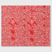 Papier Cadeau Parties scintillant Rouge et droplets du coeur (Plat)