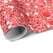 Papier Cadeau Parties scintillant Rouge et droplets du coeur (Coin rond)