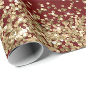 Papier Cadeau Parties scintillant rouge or étincelle (Coin rond)