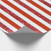 Papier Cadeau Parties scintillant rouge Vacances rayées blanches (Coin)