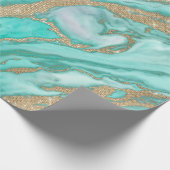 Papier Cadeau Parties scintillant Séquin Or Marbre Turquoise Smo (Coin)
