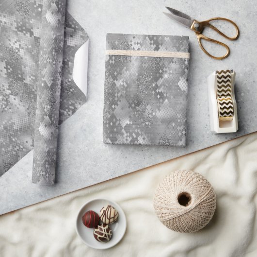 Papier Cadeau Parties scintillant Silver Glitzy Snake Print (Artisanat)
