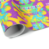 Papier Cadeau Parties scintillant Slime coloré Anniversaire Papi (Coin rond)