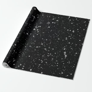 Papier Cadeau Parties scintillant Stars2 - Noir argenté