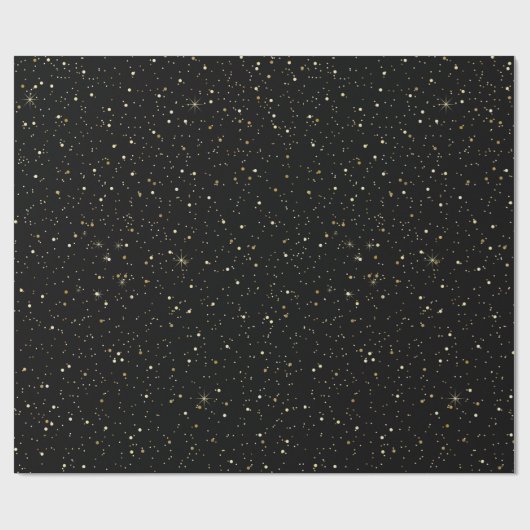 Papier Cadeau Parties scintillant tome or et scintille sur noir (Plat)