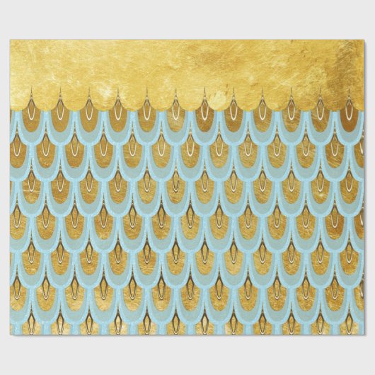 Papier Cadeau Parties scintillant Turquoise bleu brillant Balanc (Plat)