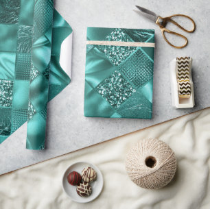 Papier Cadeau Parties scintillant Turquoise et diamants de l'hui