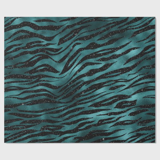 Papier Cadeau Parties scintillant turquoise et noire Ombre Glam (Plat)