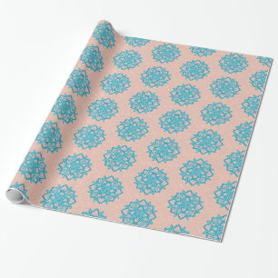 Papier Cadeau Parties scintillant turquoise Mandala 2