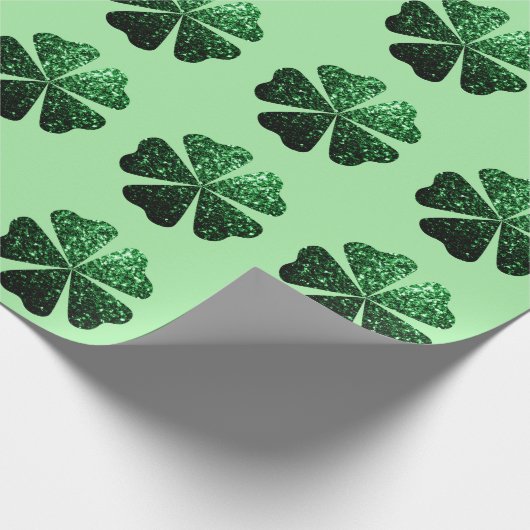 Papier Cadeau Parties scintillant vert foncé brillant Shamrock C (Coin)