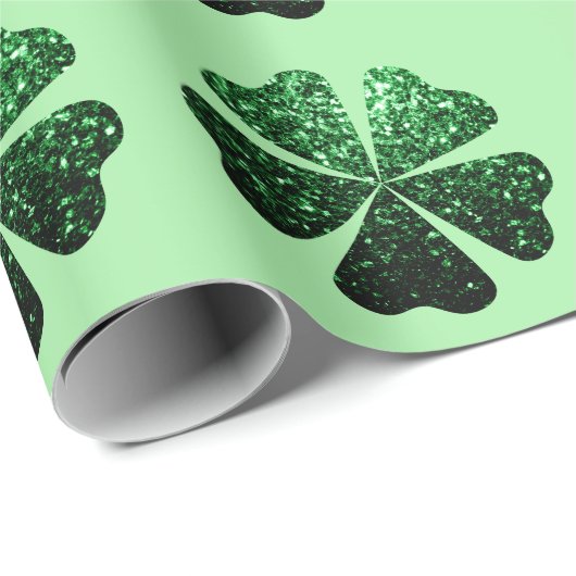 Papier Cadeau Parties scintillant vert foncé brillant Shamrock C (Coin rond)