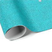 Papier Cadeau parties scintillant verte turquoise avec diamants (Coin rond)