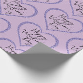 Papier Cadeau Parties scintillant violet Script romantique Saint (Coin)