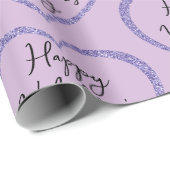 Papier Cadeau Parties scintillant violet Script romantique Saint (Coin rond)