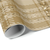 Papier Cadeau Parties scintillantes antiques Plaid-01 d'or (Coin rond)