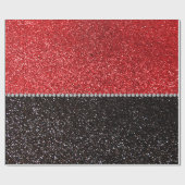 Papier Cadeau Parties scintillantes de rouge et de noir (Plat)