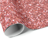 Papier Cadeau Parties scintillantes roses de corail (Coin rond)