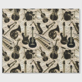 Papier Cadeau Partition et instruments Black/Gold ID481 (Plat)