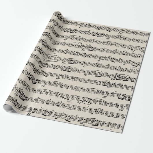 Papier Cadeau Partition sur Burlap (Déroulé)