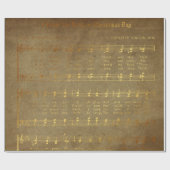 Papier Cadeau Partitions de Noël dorées vintage (Plat)
