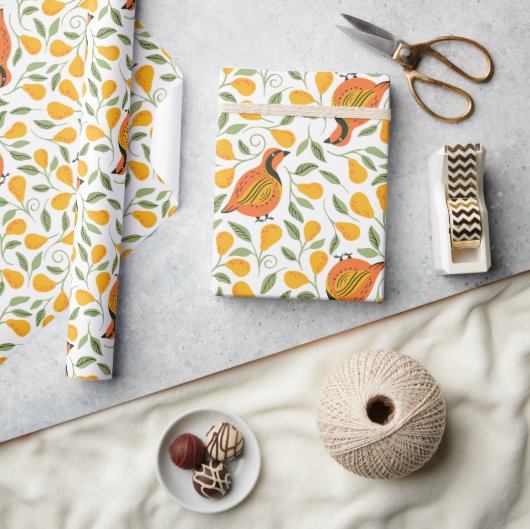 Papier Cadeau Partridge et poiriers patchs de Noël sans soudure (Artisanat)