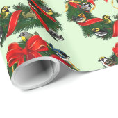 Papier Cadeau Parulines Birdorées Courbe de Noël (Coin rond)